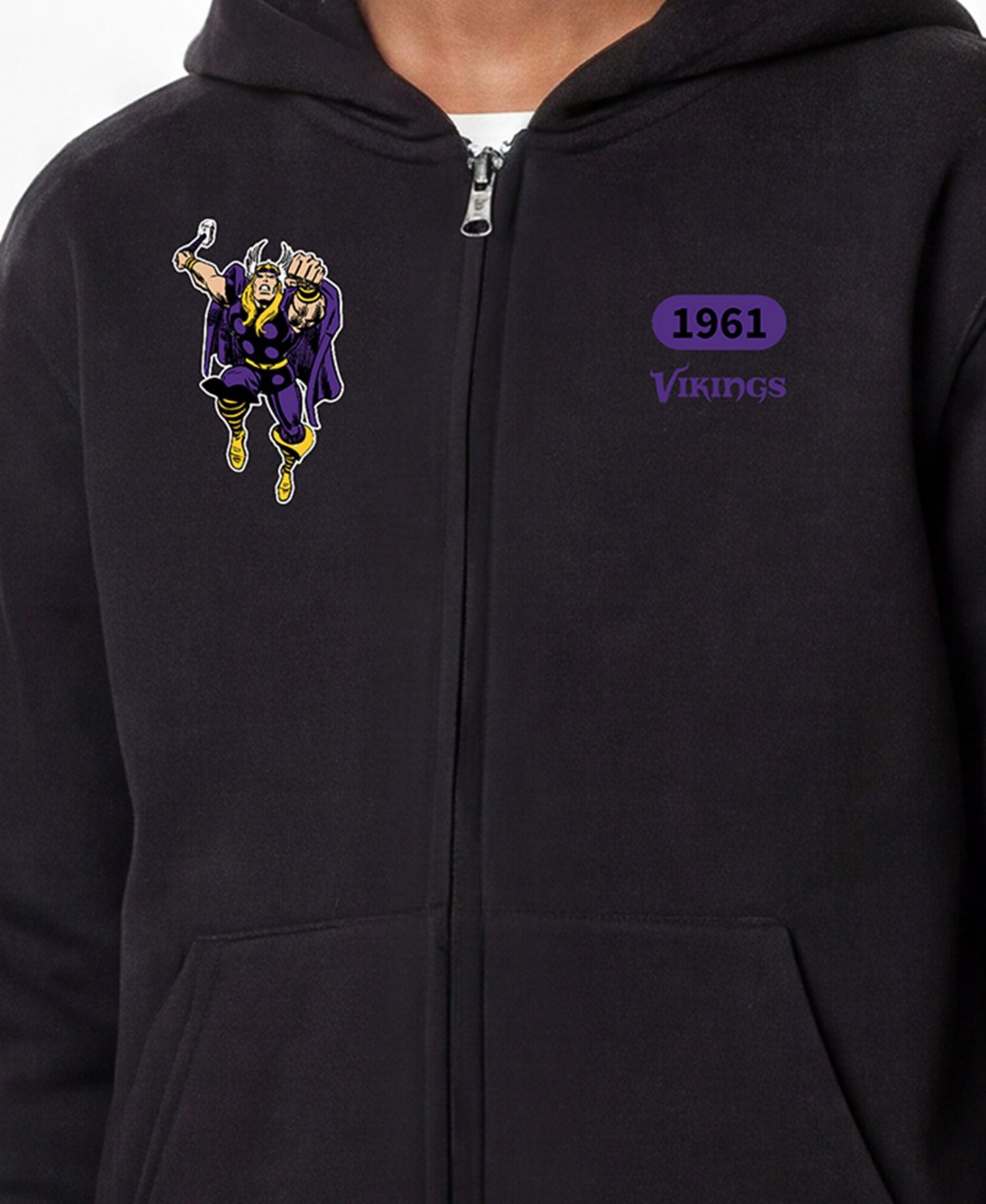 Big Boys and Girls Black Minnesota Vikings Disney X Champion Full-Zip Hoodie