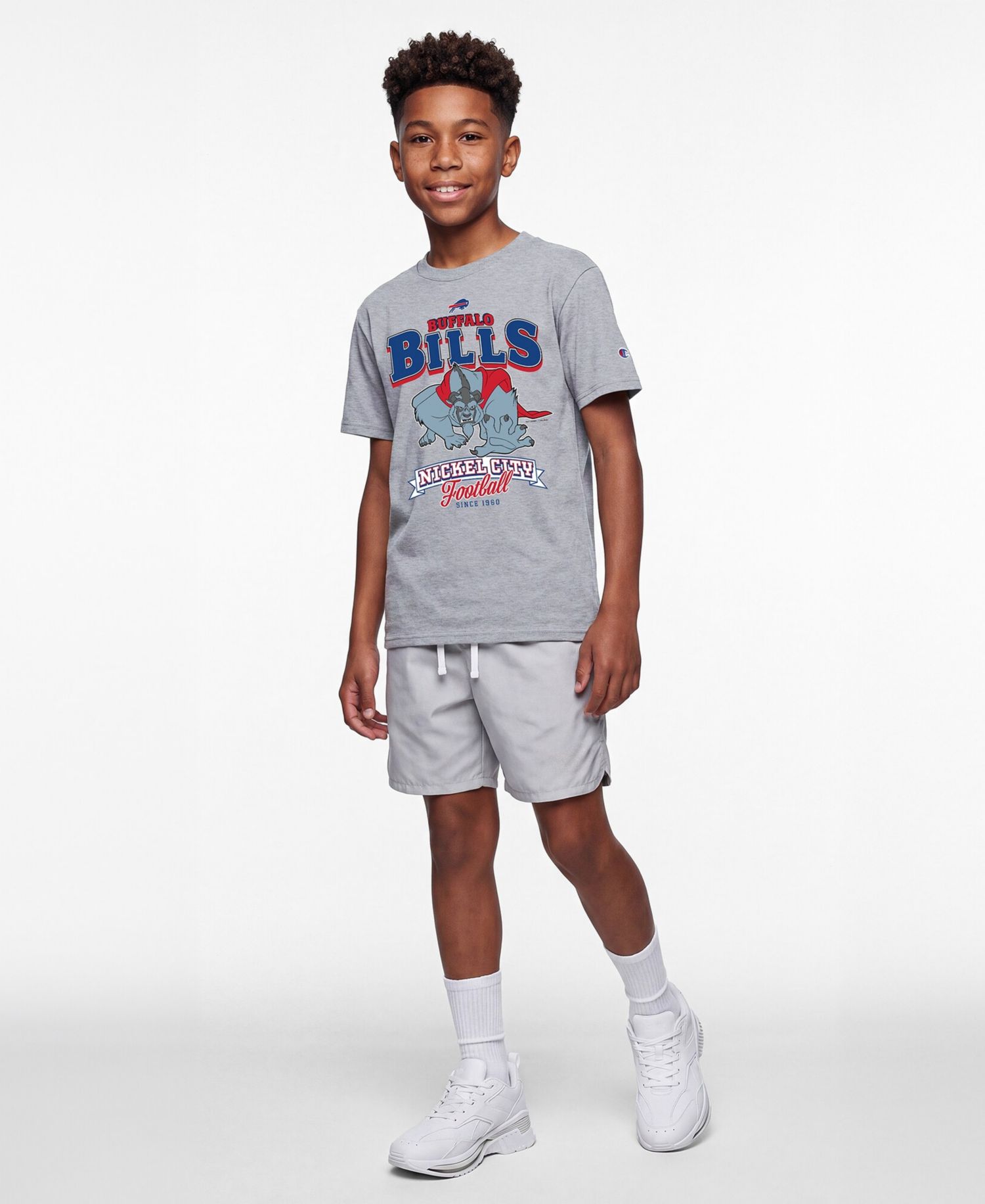 Big Boys and Girls Heather Gray Buffalo Bills Disney X Champion T-Shirt