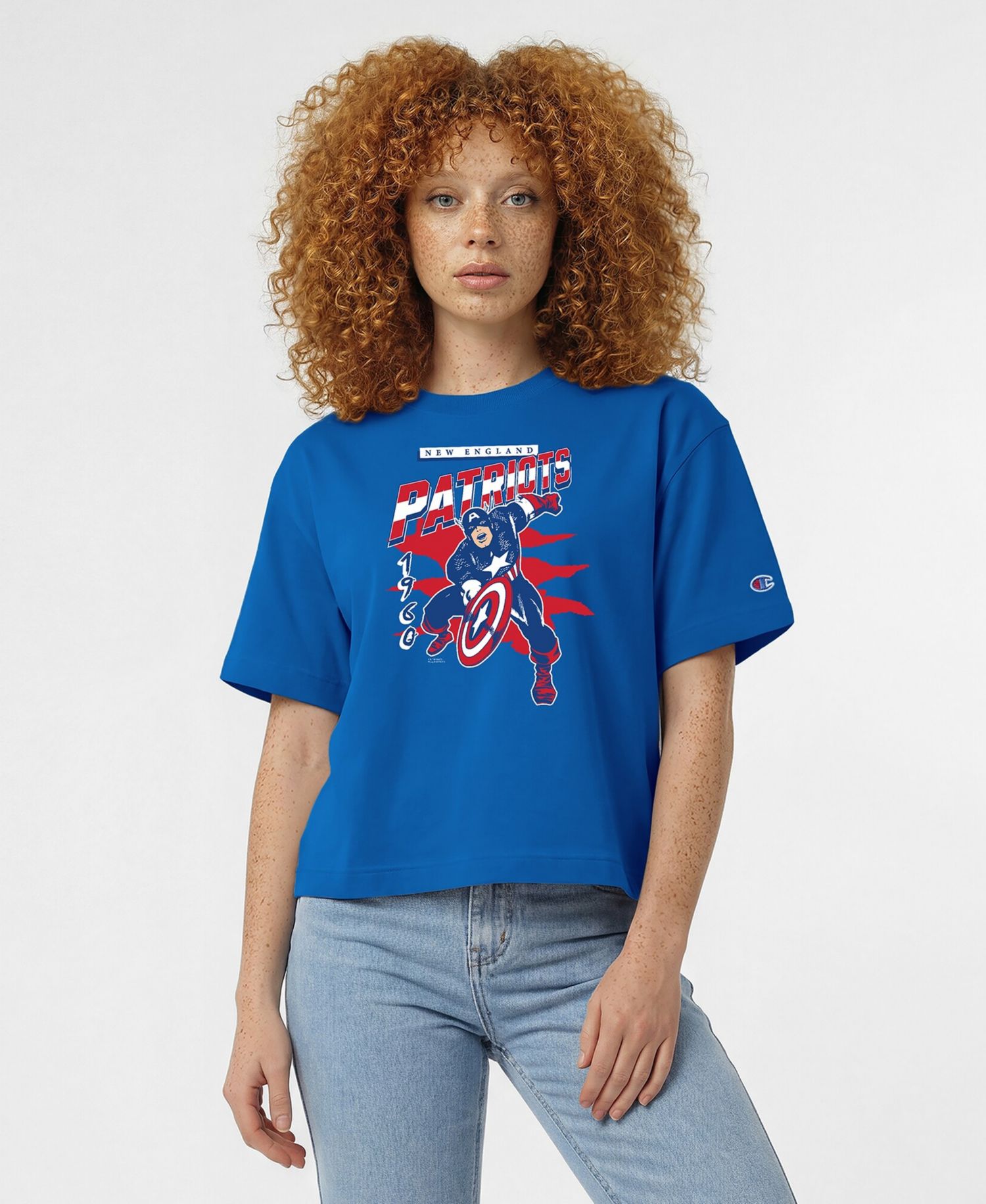 Women's Royal New England Patriots Disney X Champion All Star T-Shirt
