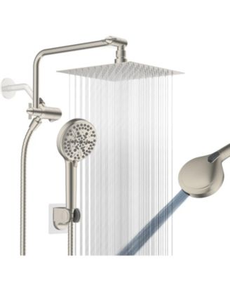 8" Metal Shower Head Rainfall Handheld Extension Arm Hose Diverter