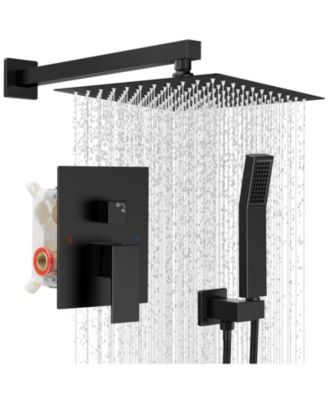 10" 2-in-1 Rain Shower Faucet Set Wall Mount 304 SS Air Tech Dual Spray