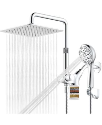 1.8 Gallons Dual Shower Head Filtered Handheld 3-Way Rain Spray Adjustable 10 Inch