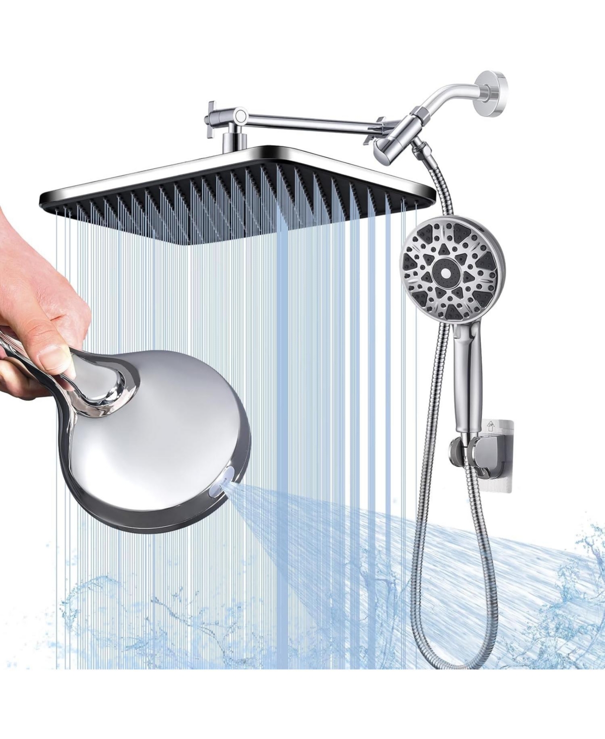Cyqbd 14" Rain Shower Head Handheld Spray Water Saving Anti-clog