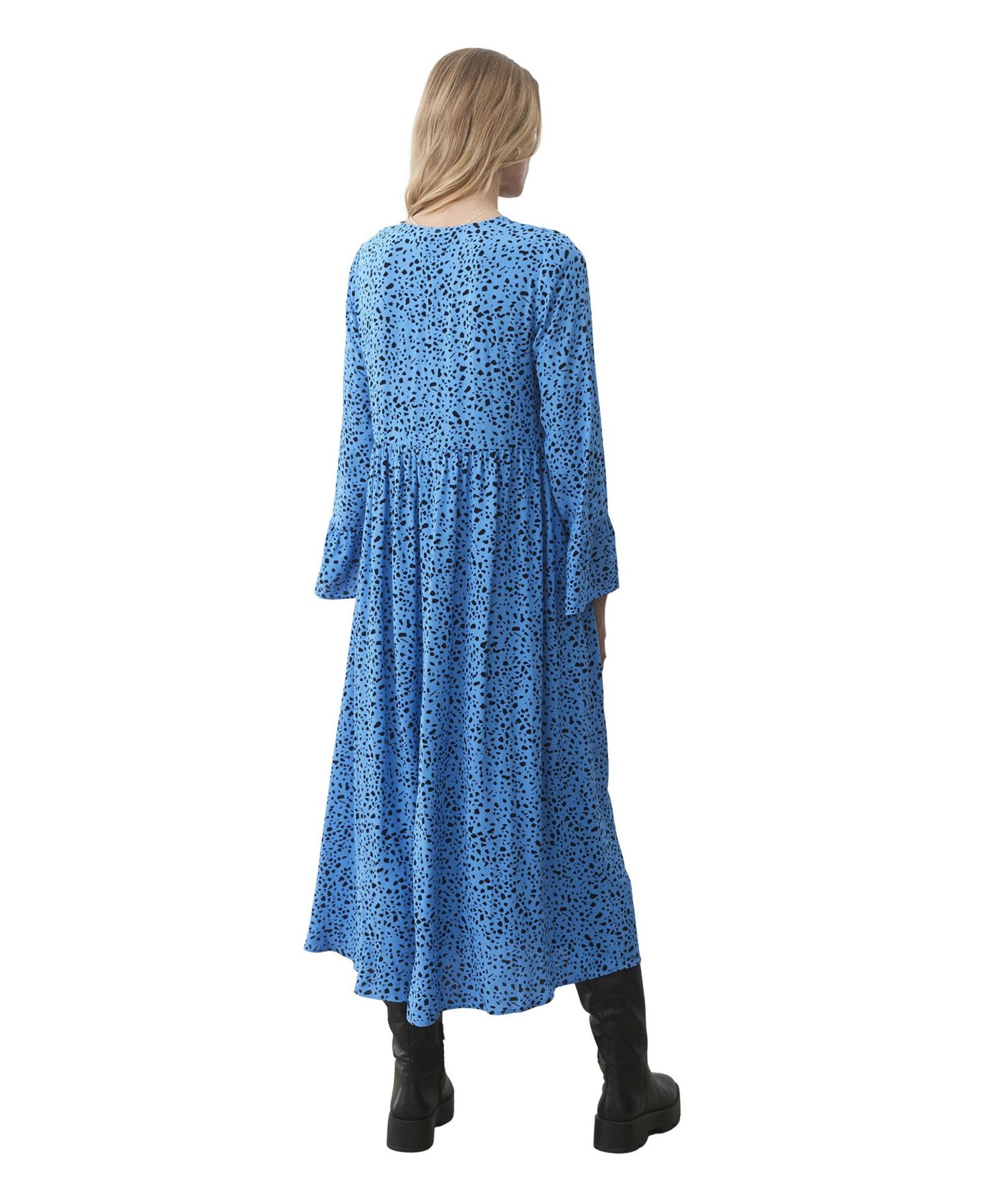 Женское платье Finery London Laura Animal-Print Long-Sleeve Empire-Line Midi, цвет: Синий — фото 3