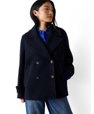 Women's Wool Blend Double Breasted Collard Coat