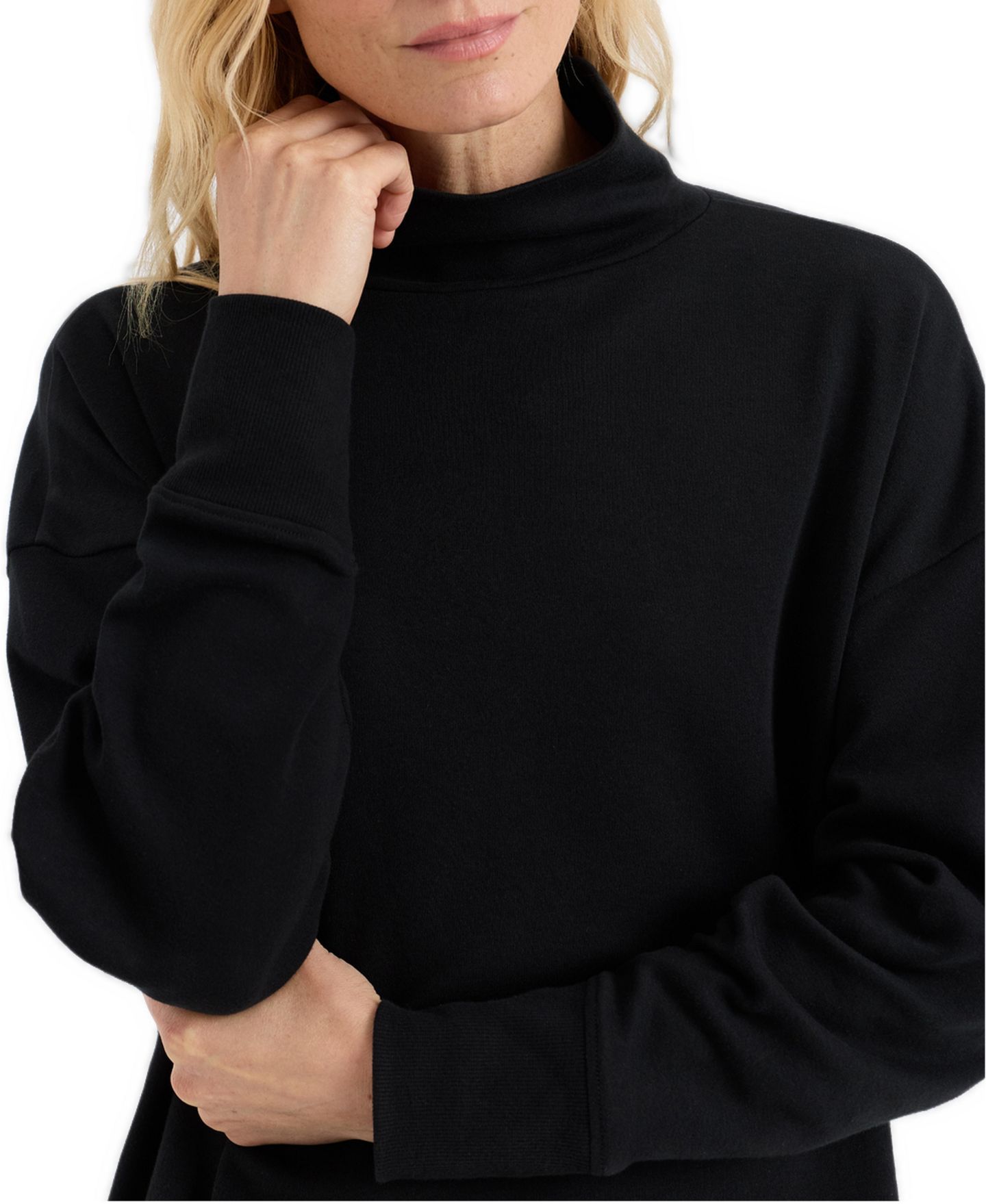 Женский топ Pact Plus Size Organic Cotton Roam Funnel Neck, цвет: Чёрный — фото 5