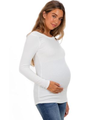 Women's Ribbed Scoop Neck Long Sleeve Top