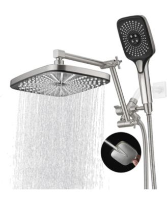 12" Rain Shower Head Handheld Spray Adjustable Arm Diverter