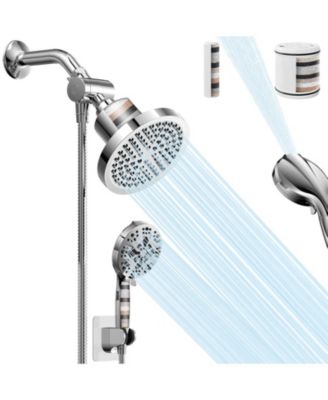 Shower Head Handheld Rain Filter Dual Set Hose