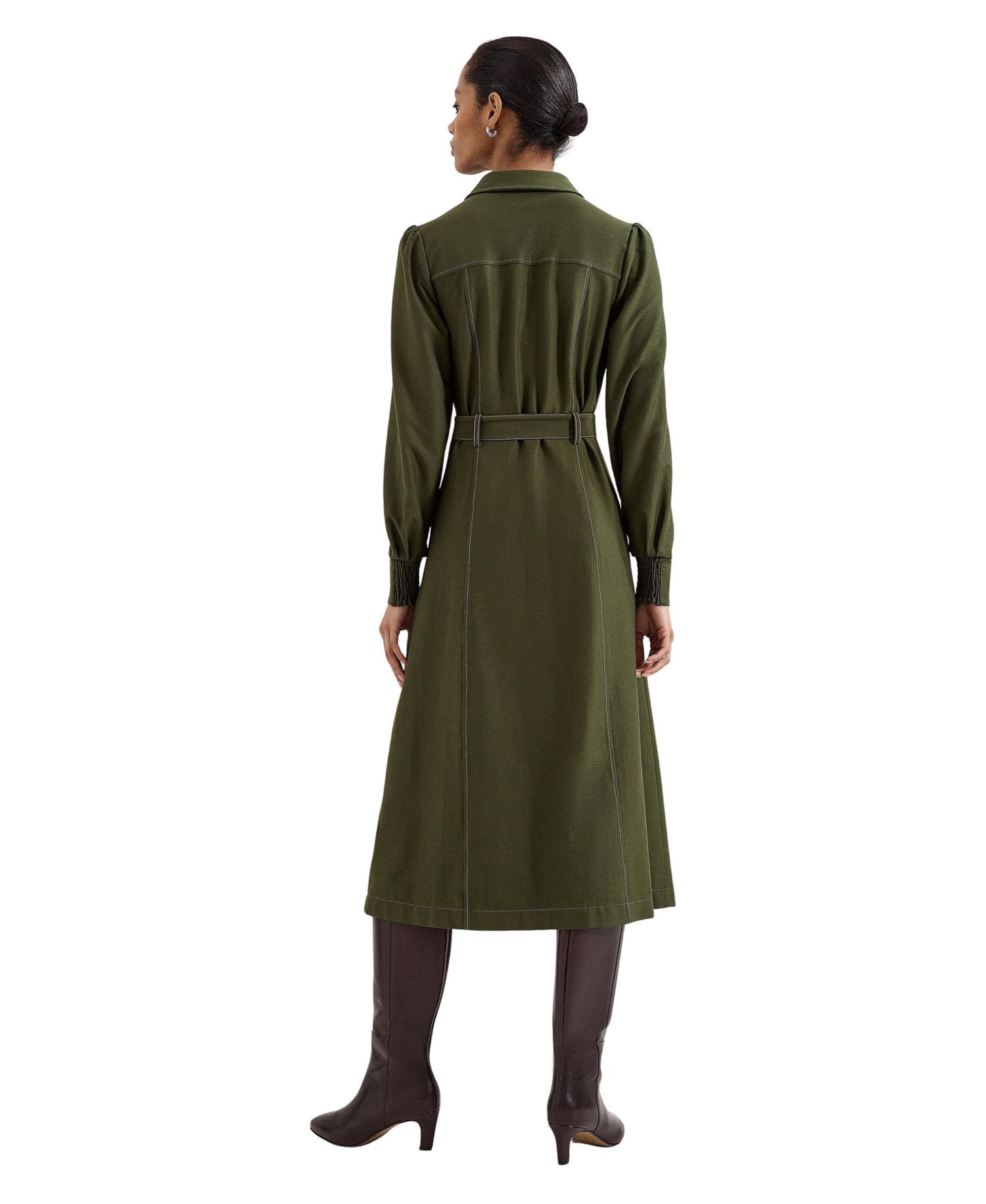 Women's Avelyn Long Sleeve Belted Midi Shirt Dress
