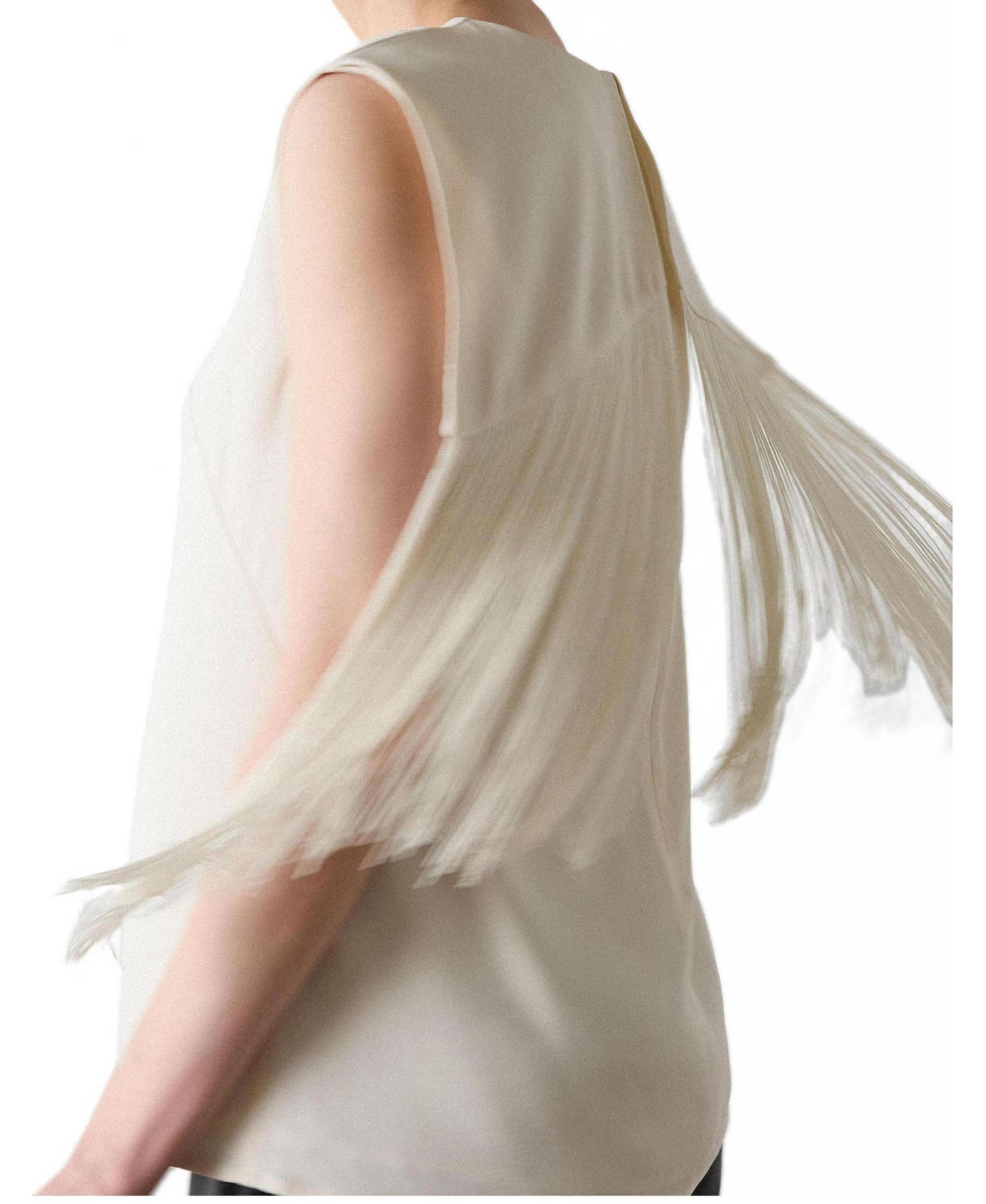 Женская блузка Whistles Cascading Back Fringe Round Neck, цвет: Слоновая кость — фото 3