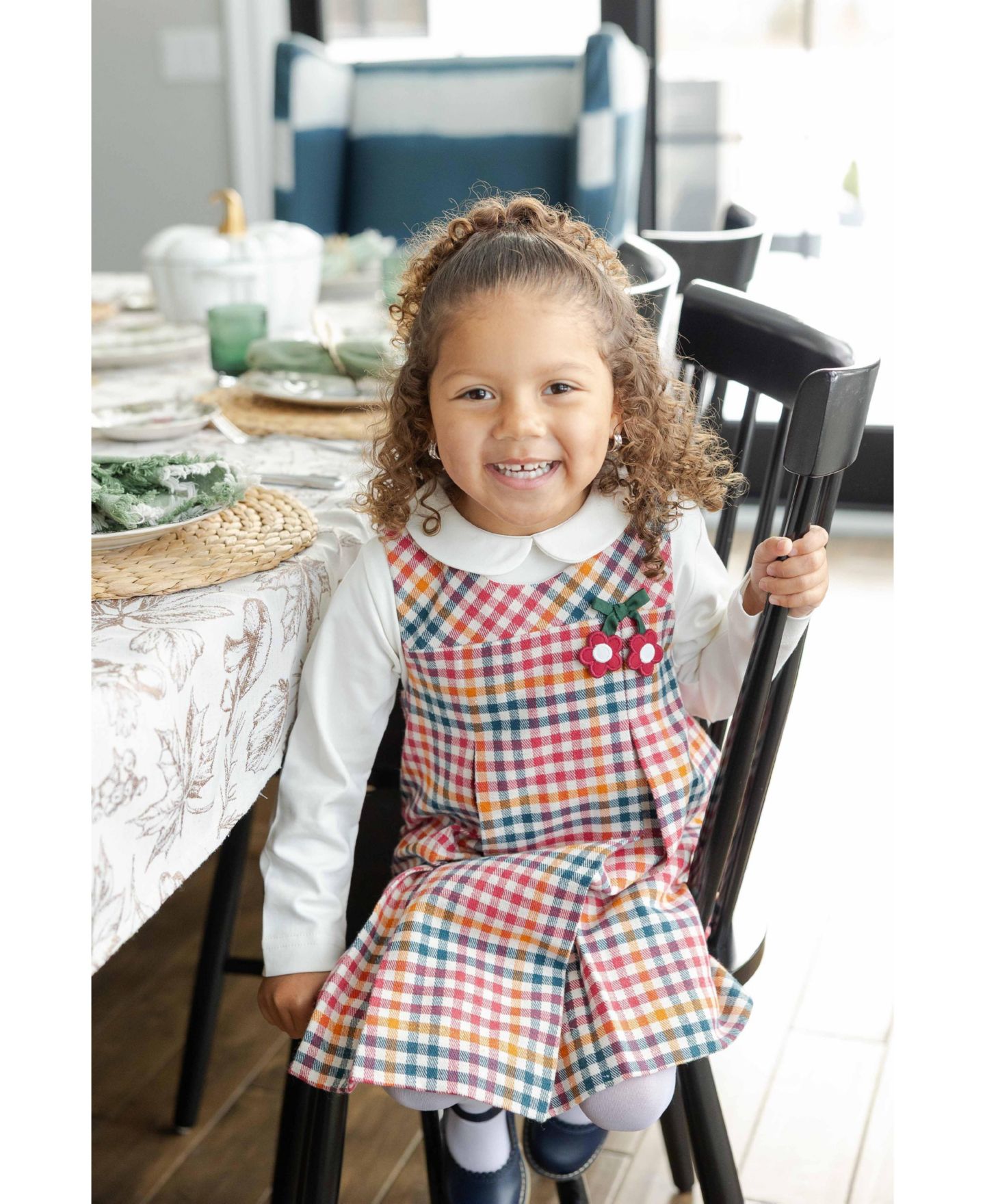 Свитер Florence Eiseman Plaid Floral-Applique Jumper для девочек, цвет: Разноцветный клетчатый — фото 2