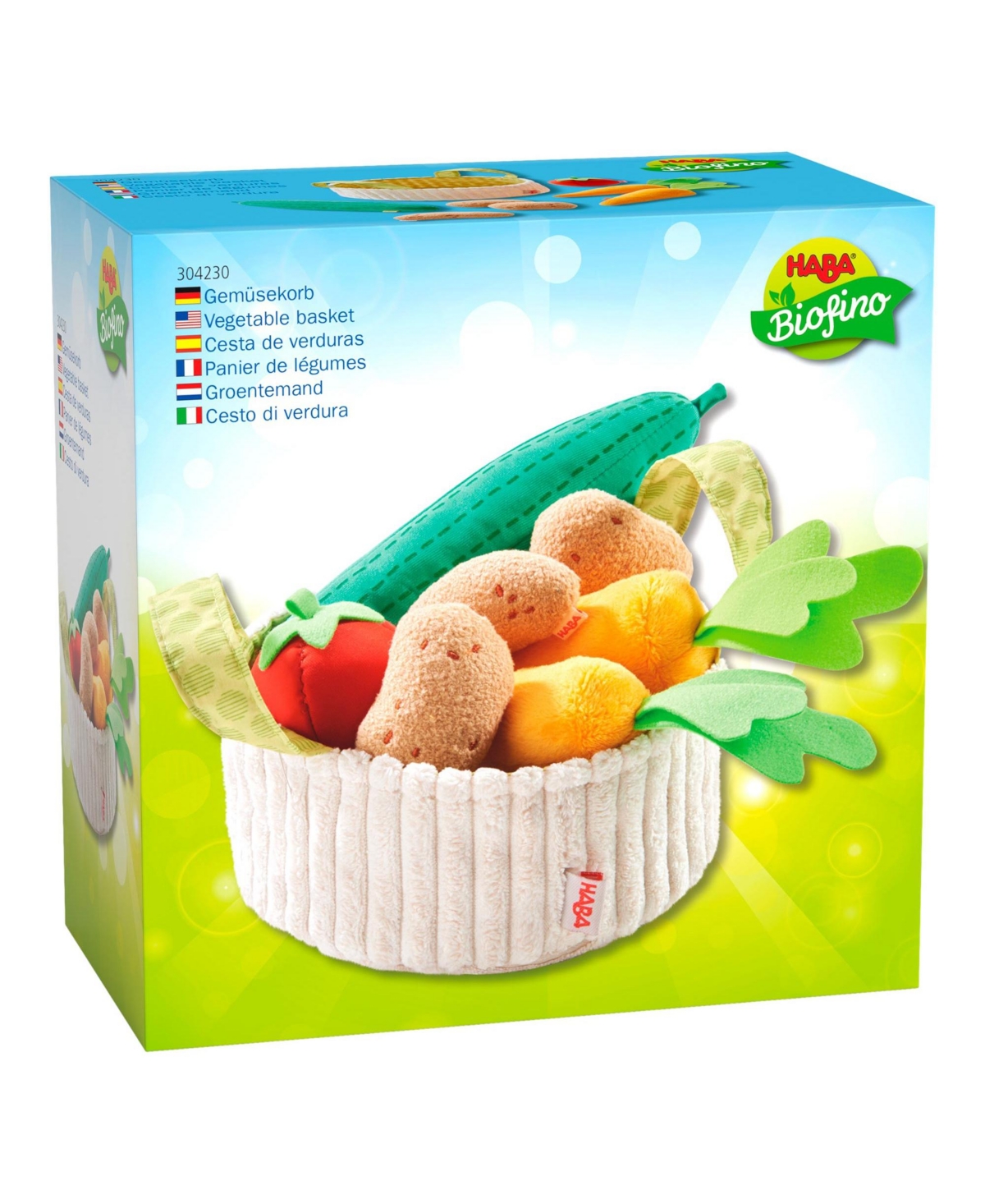 Haba Biofino Vegetable Basket Soft Play Food 8-Piece Set, Ages 3+