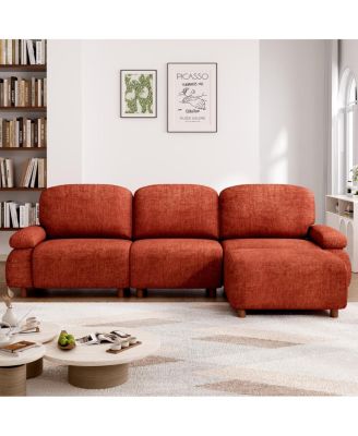  111" Modern Chenille Modular L-Shaped Sectional Sofa with Ottoman