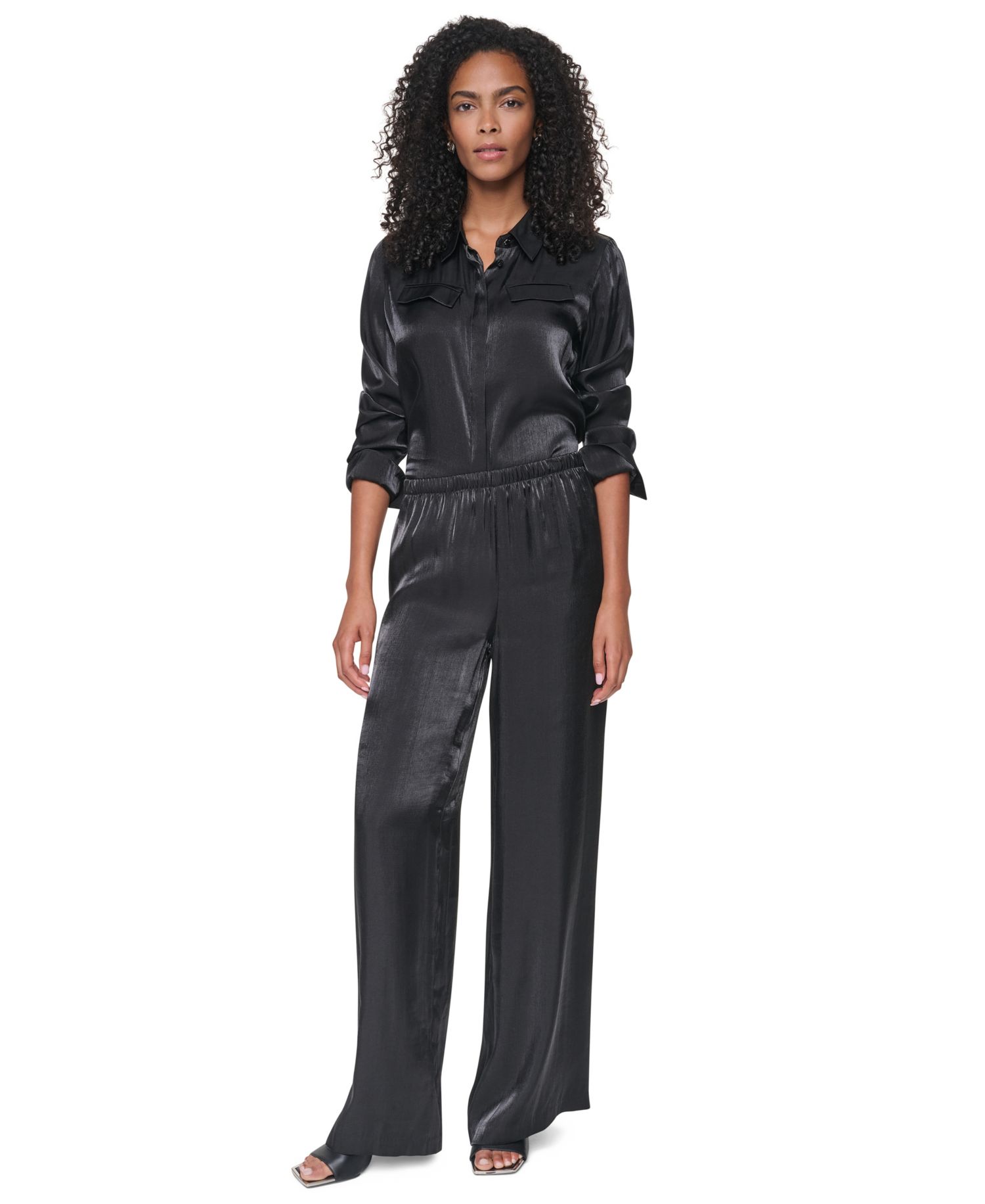Women's East River Shine Wide Leg Pull-on Satin Pants
