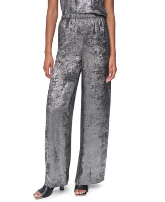 Women's Empire State Steel Pull Velvet High-Rise Wide-Leg Pants