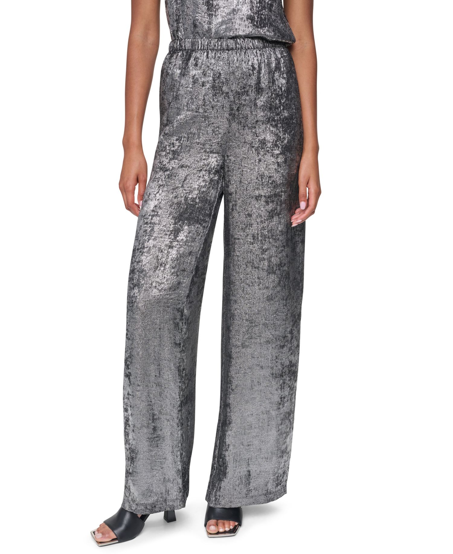Women's Empire State Steel Pull Velvet High-Rise Wide-Leg Pants