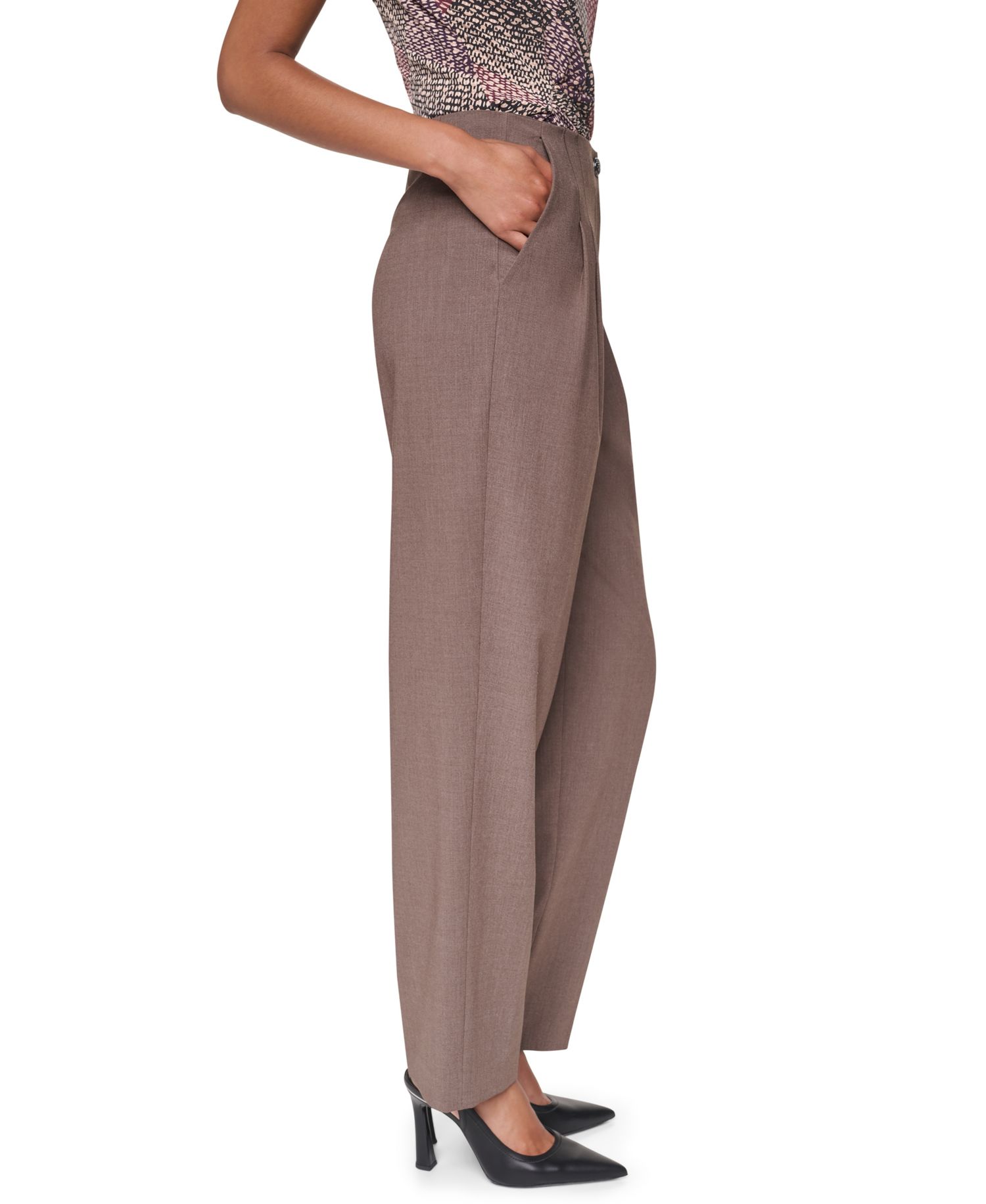 Women's Pleated Straight-Leg High-Waisted Trousers