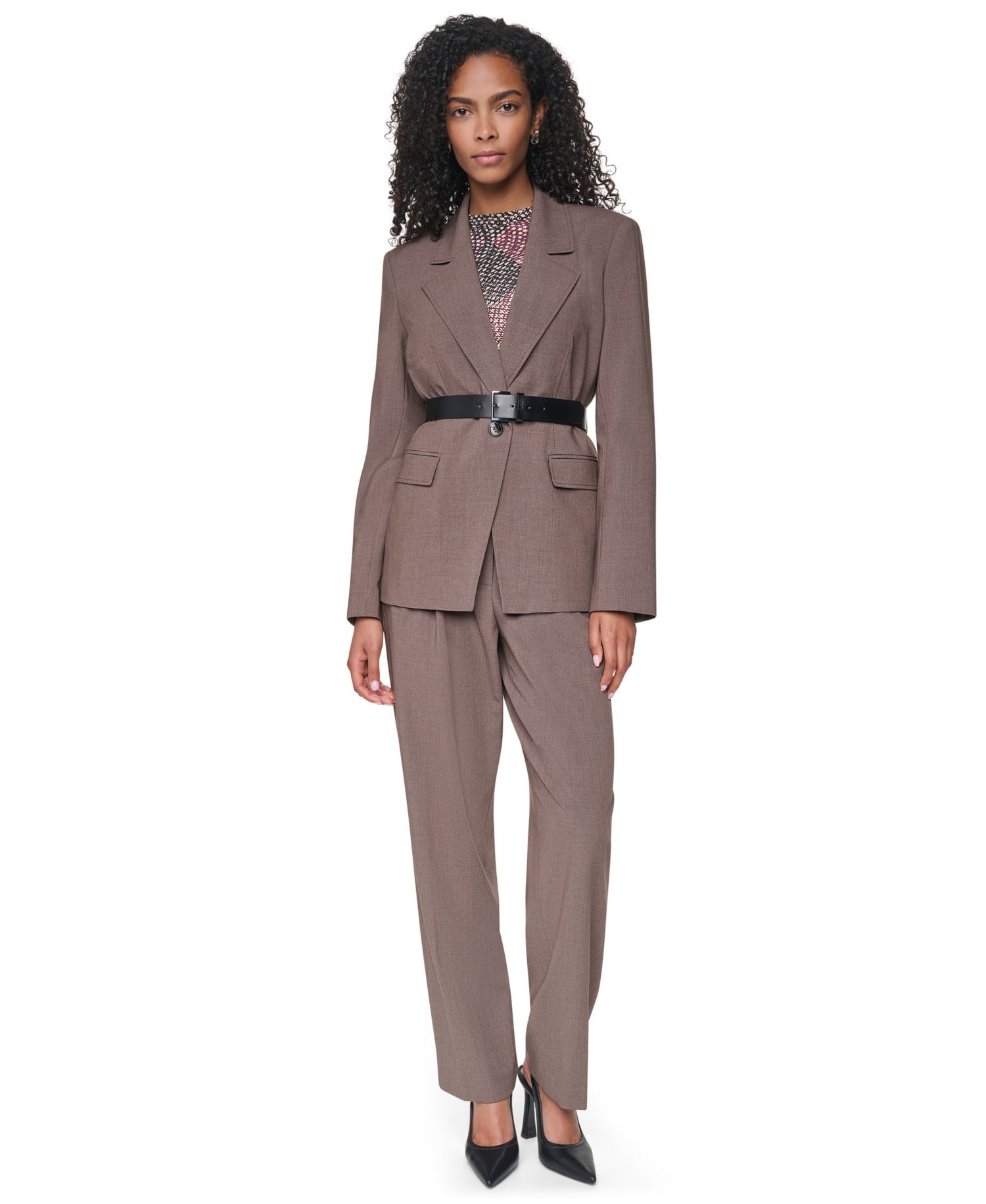 Women's Belted Notch Collar Stretch Blazer