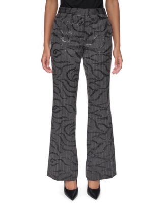 Women's Sequin Herringbone Wide-Leg Trousers