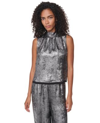 Women's Empire State Steel Mock Mock Neck Swing Cocktail Blouse