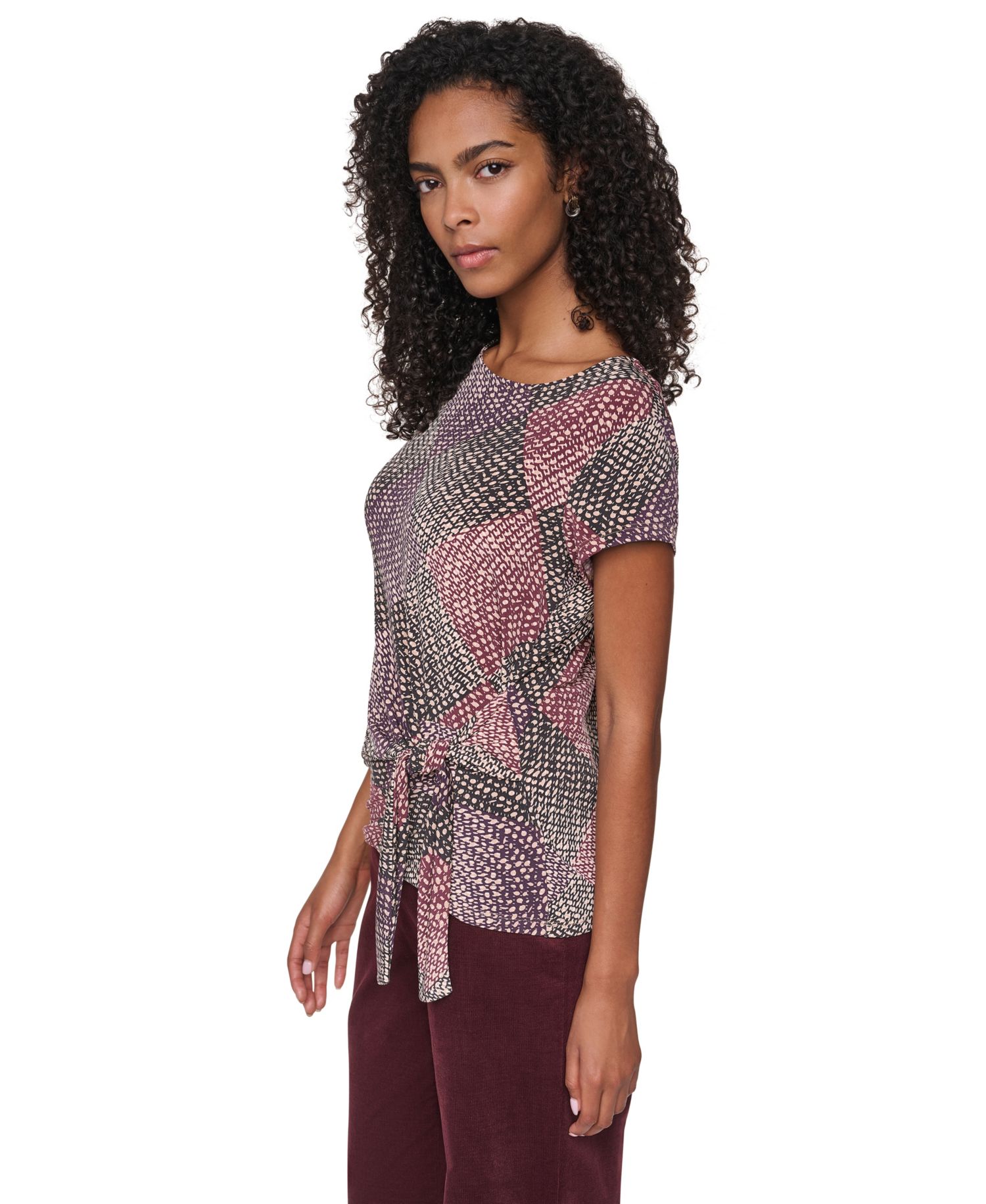 Women's Tie-Front Print Blouse