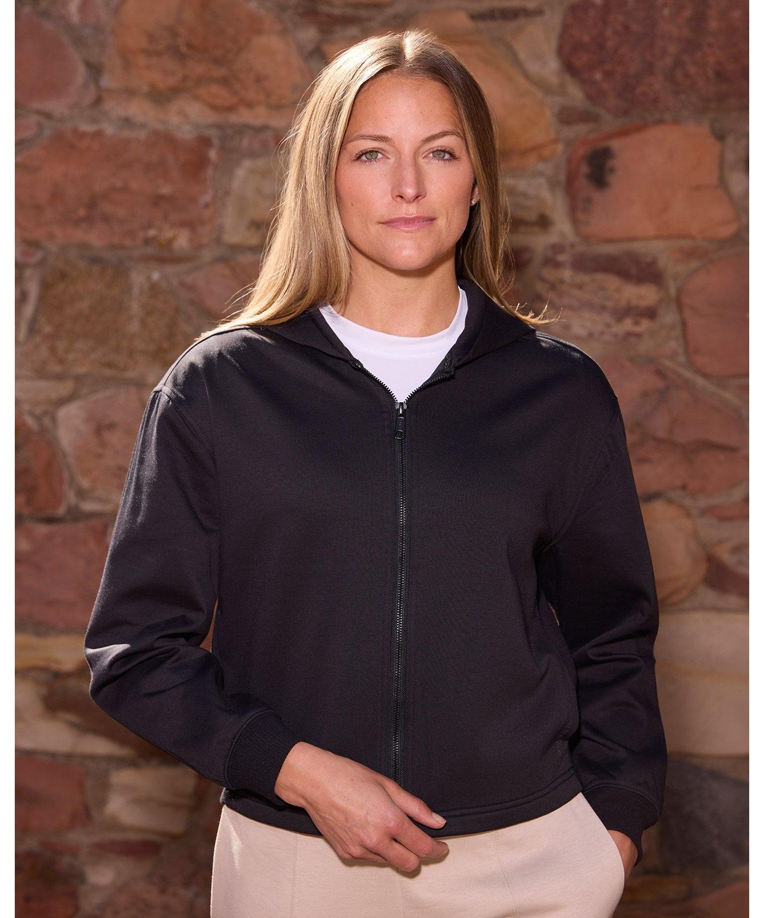 Women's Juniper Full-Zip Cropped Scuba-Knit Hoodie