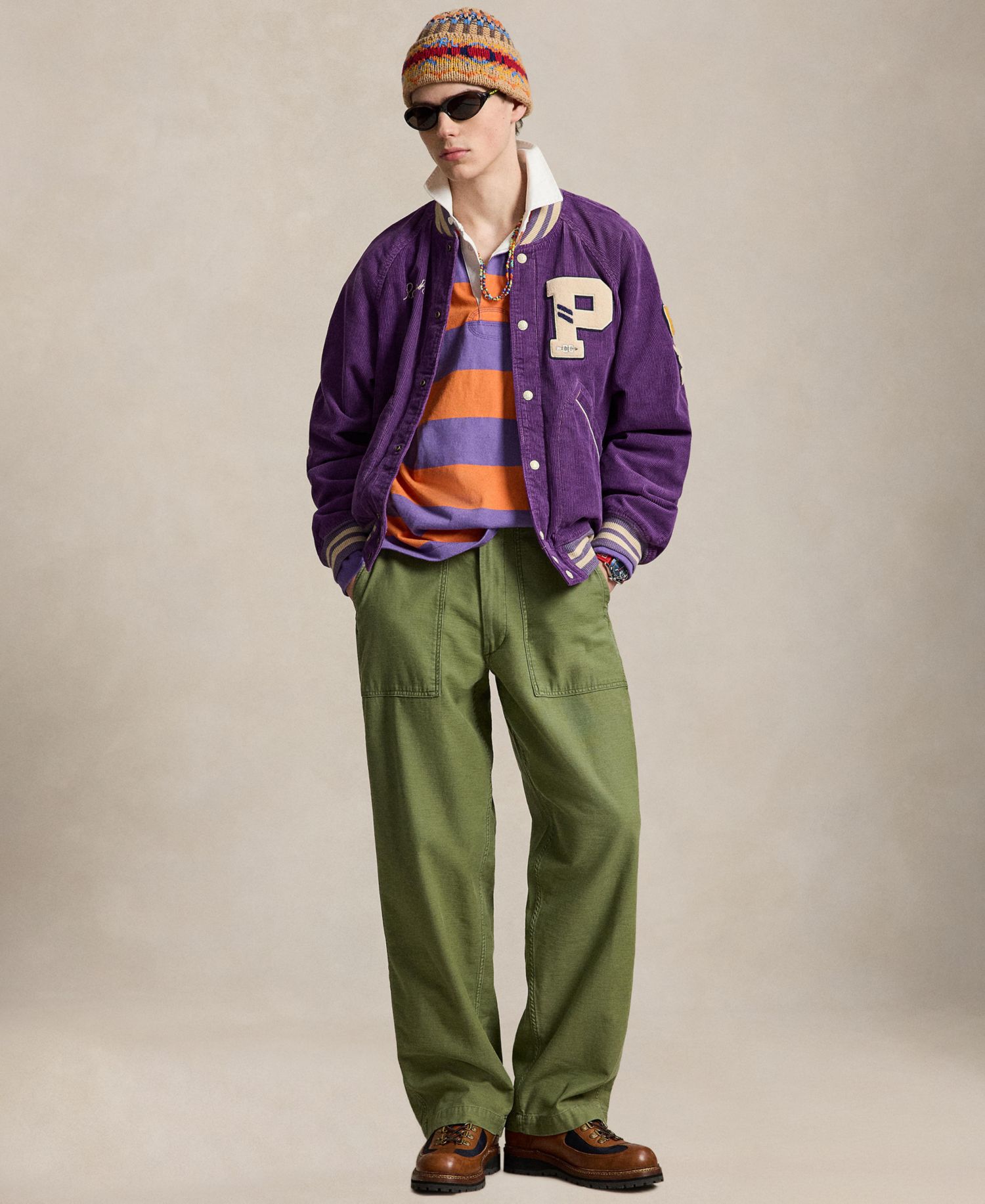 Men's Corduroy Varsity Raglan-Sleeve Jacket