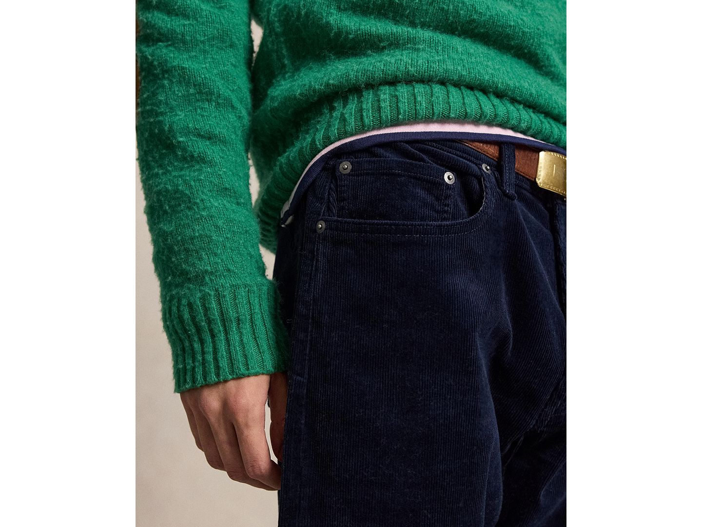 Мужские брюки Polo Ralph Lauren Hampton Stretch Straight-Leg Corduroy, цвет: Тёмно-синий — фото 3