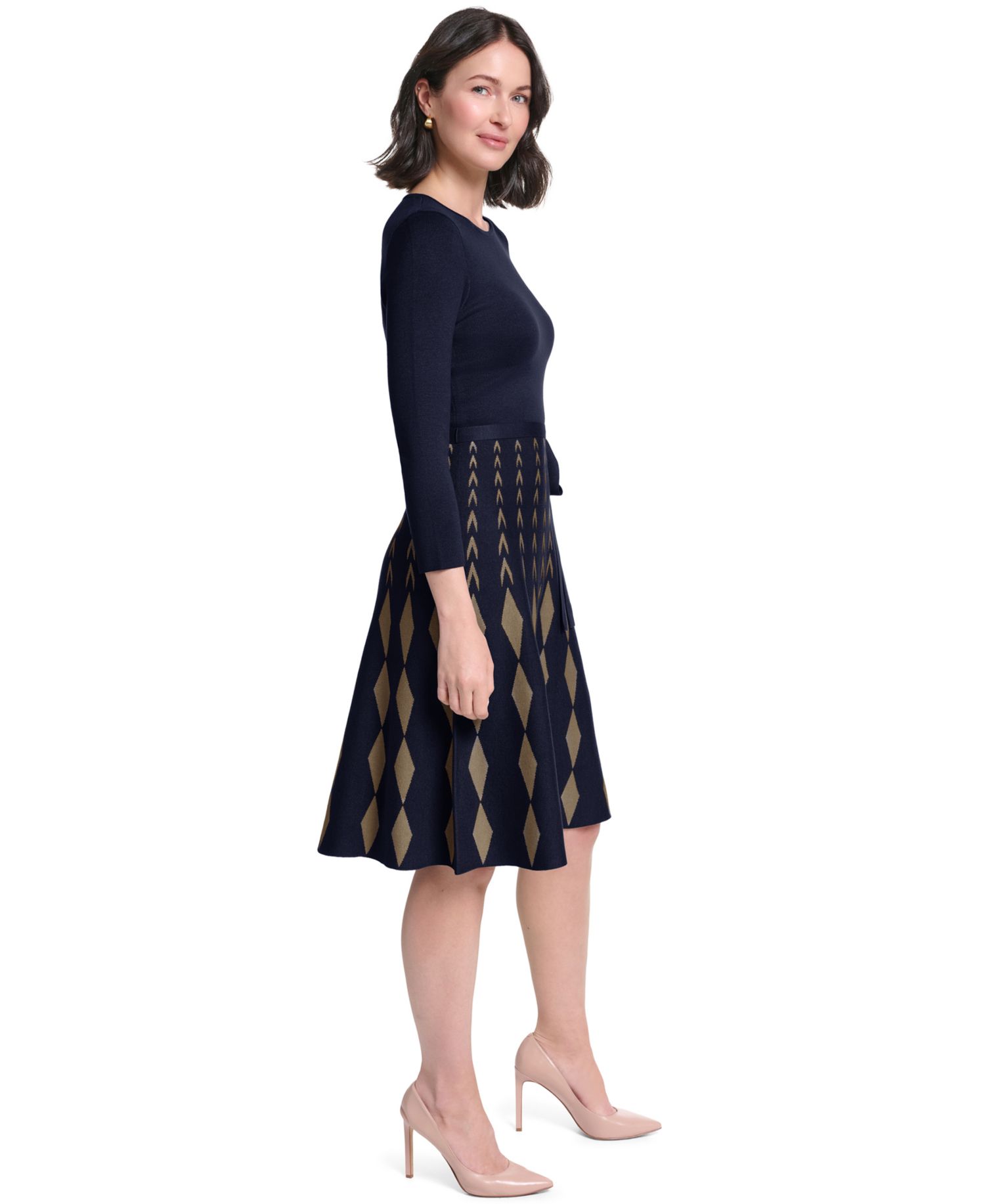 Women's 3/4 Sleeve Fit & Flare Dress