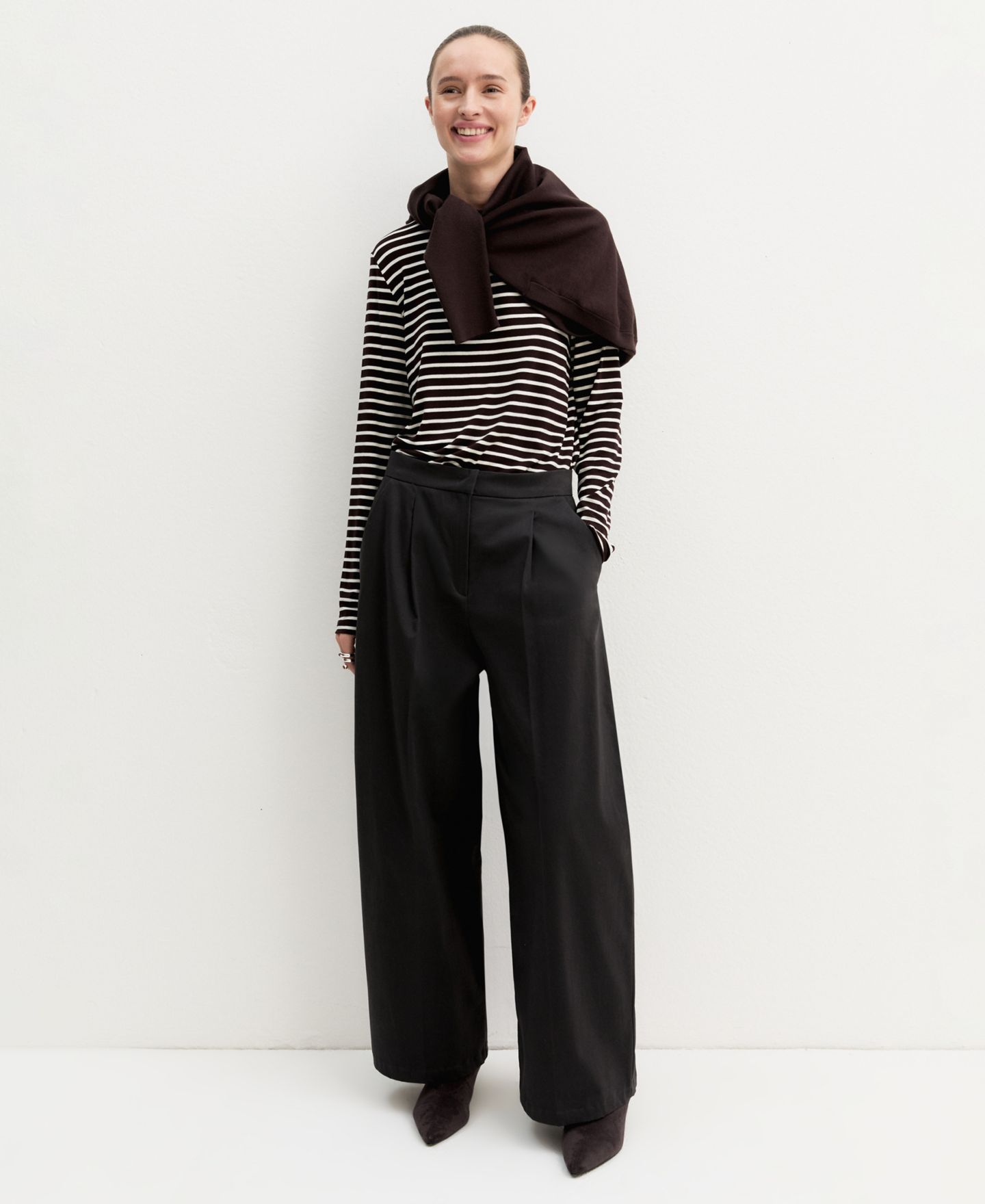 Женские брюки Emme Marella Emmcantico Wide-Leg High-Waisted, цвет: Графитовый — фото 4