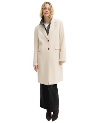 Women's Emmtritone Mid-Length Single-Breasted Brushed-Jersey Coat