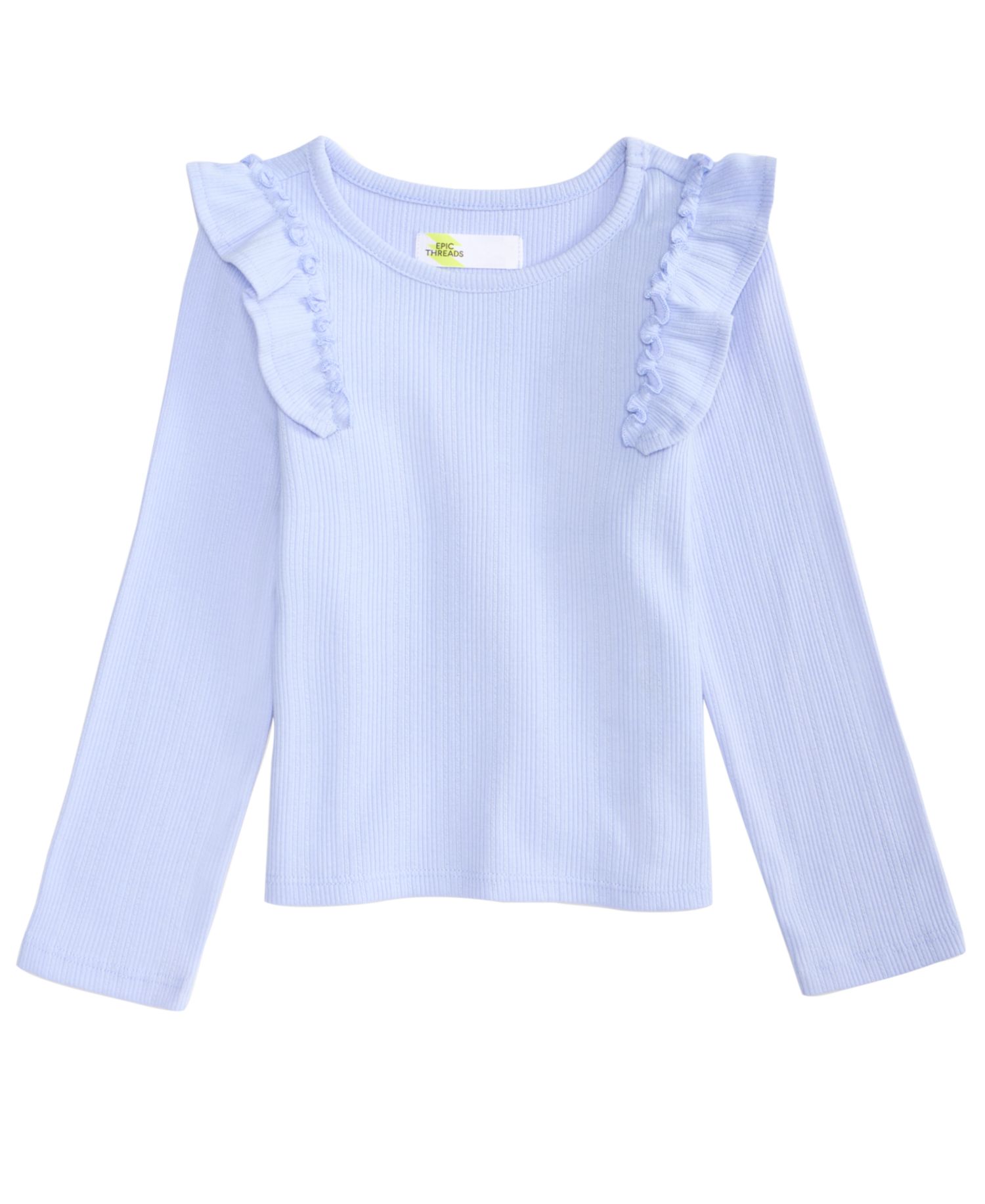 Toddler Girls' 12M-5T Long-Sleeve Ribbed Ruffled Top