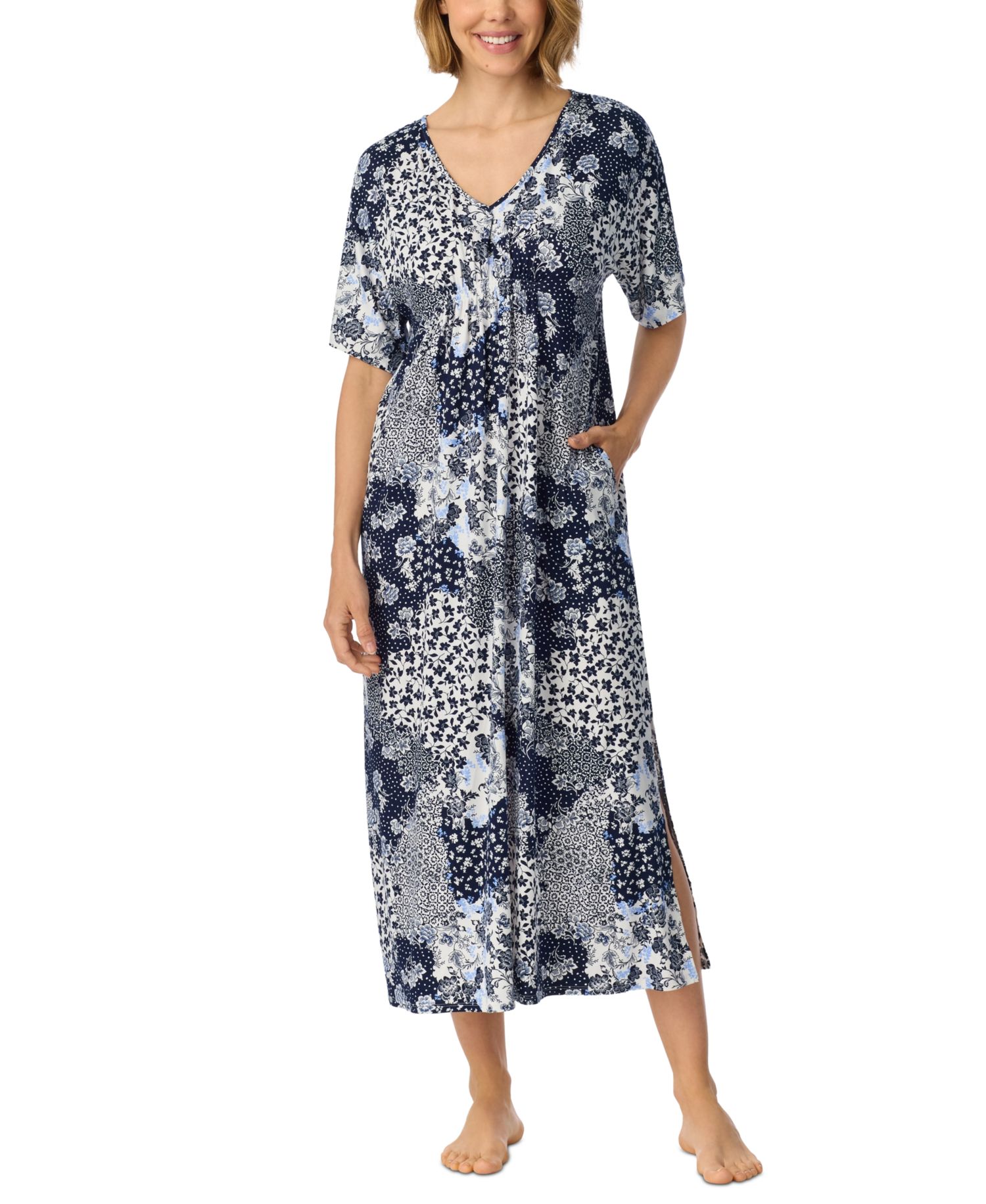 Women's V-Neck Pockets Long Tunic