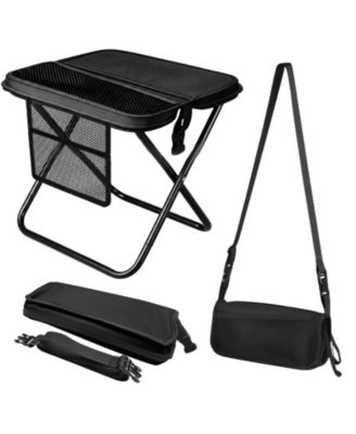 Folding Stool Portable Camping Side Pockets Shoulder Strap Outdoor Hiking Fishing