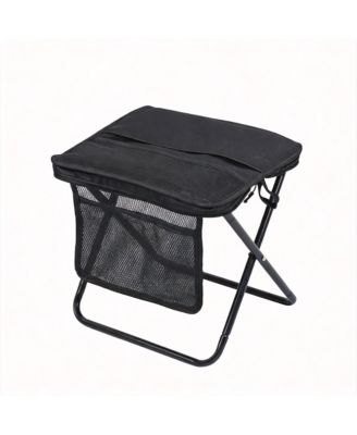 Portable Folding Camp Stool With Storage Pocket