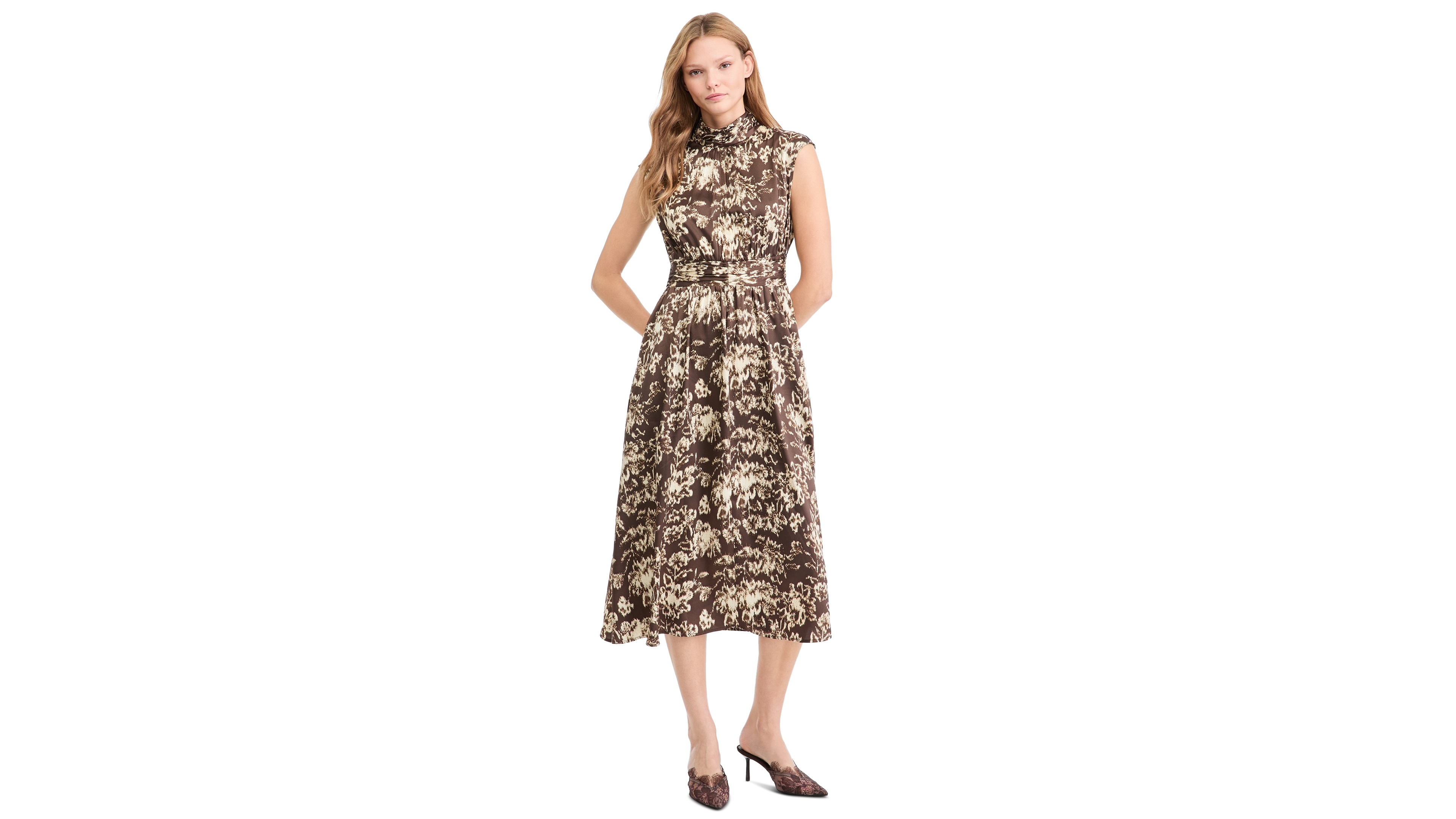 Derek Lam 10 Crosby Women's Nyra Satin Midi Mock Neck Dress