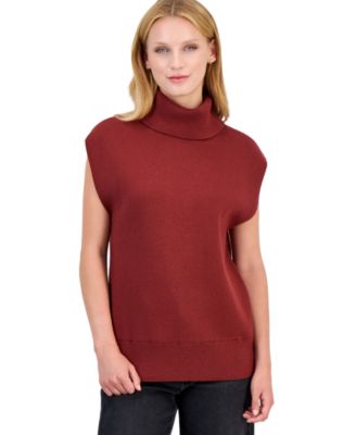Women's Contro Sleeveless Cotton-Wool Blend Turtleneck Sweater