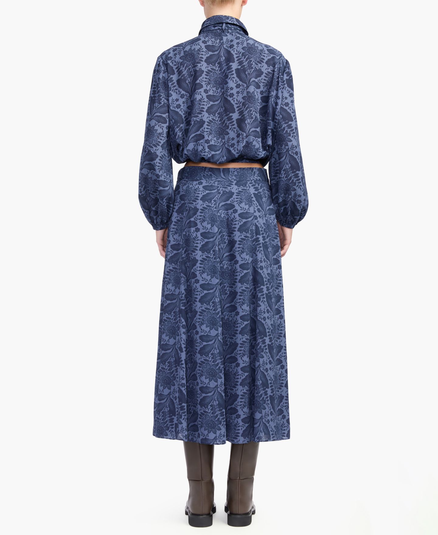 Женская блузка Derek Lam 10 Crosby Emily Tie-Neck Long-Sleeve Relaxed-Fit, цвет: Синий с принтом — фото 4