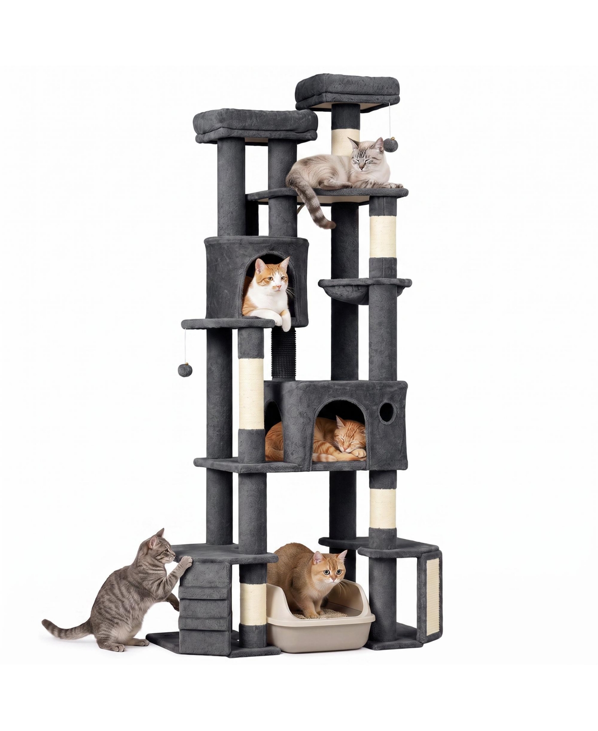 PawHut Extra Large Cat Tree Tower with Dual Baseboard for Large Adult Cats