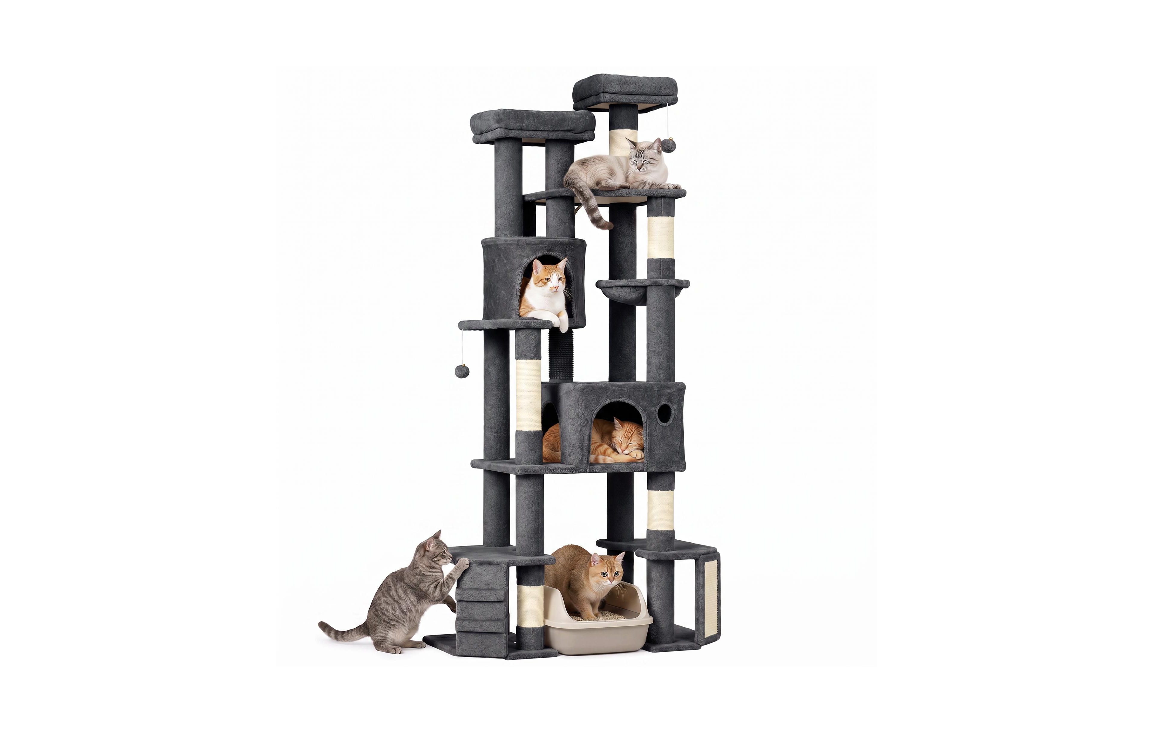 PawHut Extra Large Cat Tree Tower with Dual Baseboard for Large Adult Cats