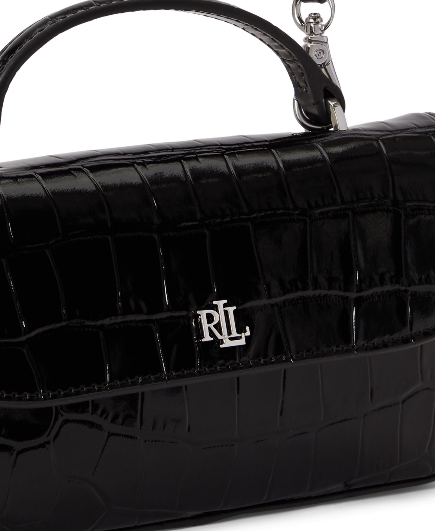 Мини-сумка через плечо Lauren Ralph Lauren Marcy с тиснением под крокодила, цвет: Чёрный — фото 6