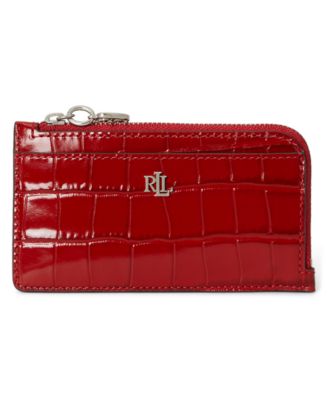 Croc-Embossed L-Zip Card Case Wallet