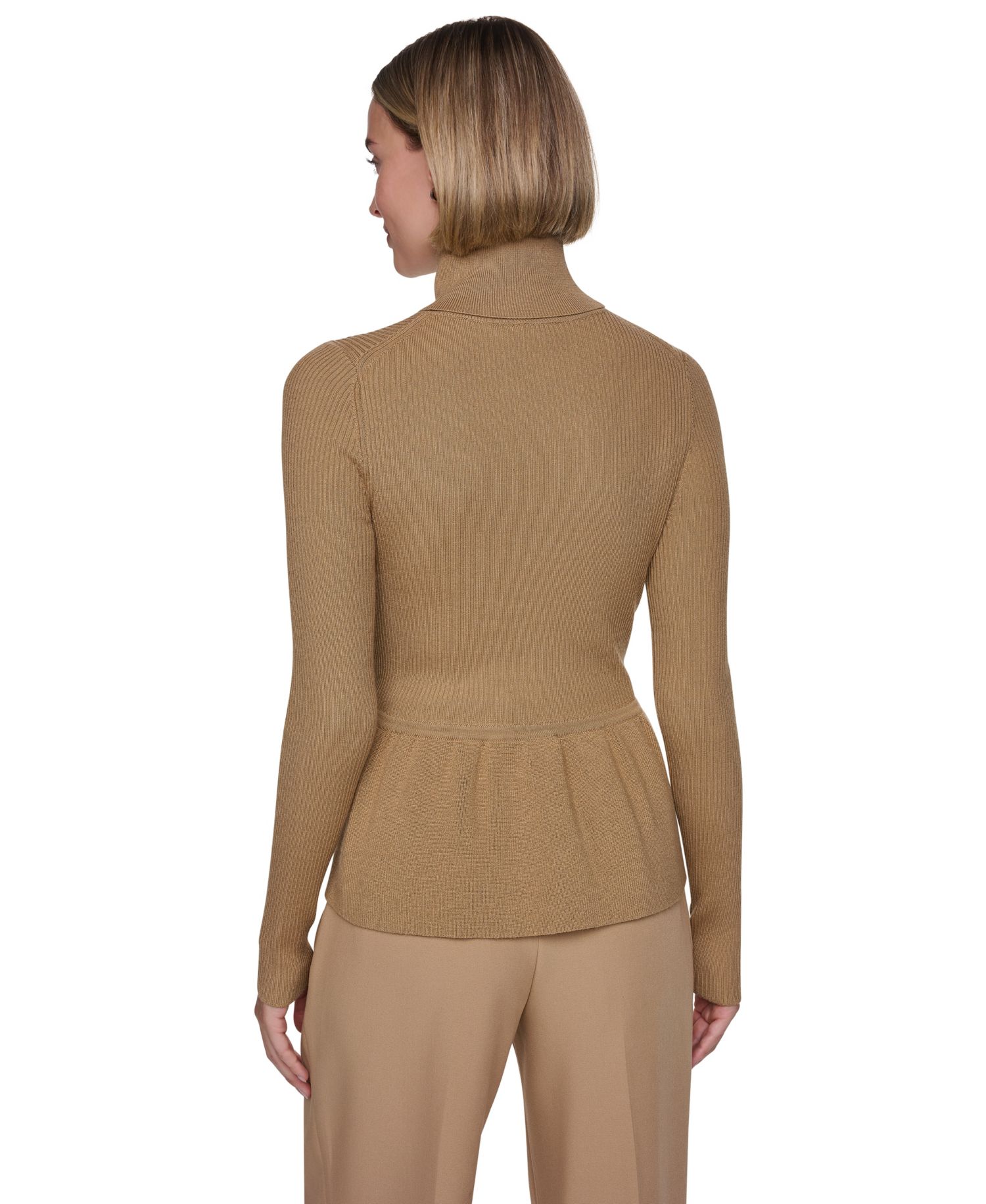 Women's Long-Sleeve Turtleneck Peplum-Hem Sweater