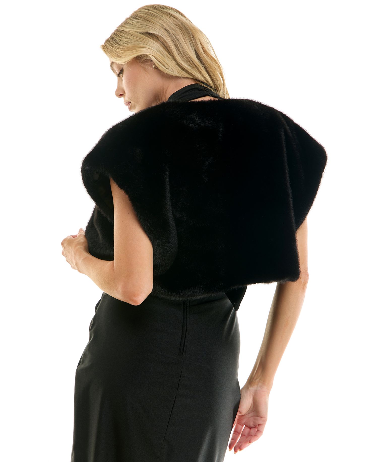 Juniors' Faux Fur Cropped Vest