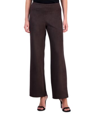 Petite Scuba Suede Pull-On Wide-Leg Pants