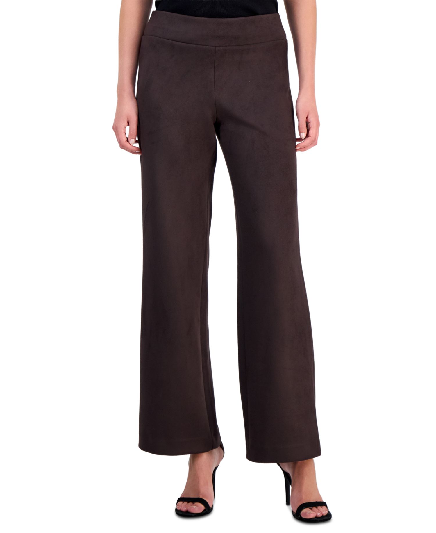 Women's Scuba Suede Pull-On Wide-Leg Pants