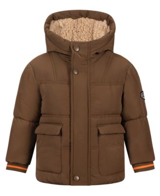 Baby Boys' Sherpa-Lined Quilted Hooded Jacket