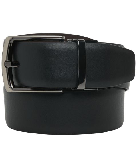 Мужской ремень Perry Ellis Portfolio из композитной кожи с пряжкой «полумесяц», цвет: Чёрный / Коричневый