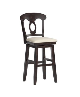 Lea Oval Swivel Bar Stool w/ Beige Linen Seat